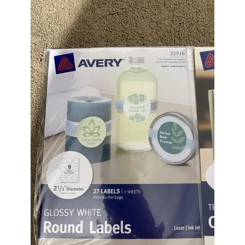 Mixed Lot 3 Avery Labels‎ - Round Labels 22926, Square 22922, Oval 22931 See Pic